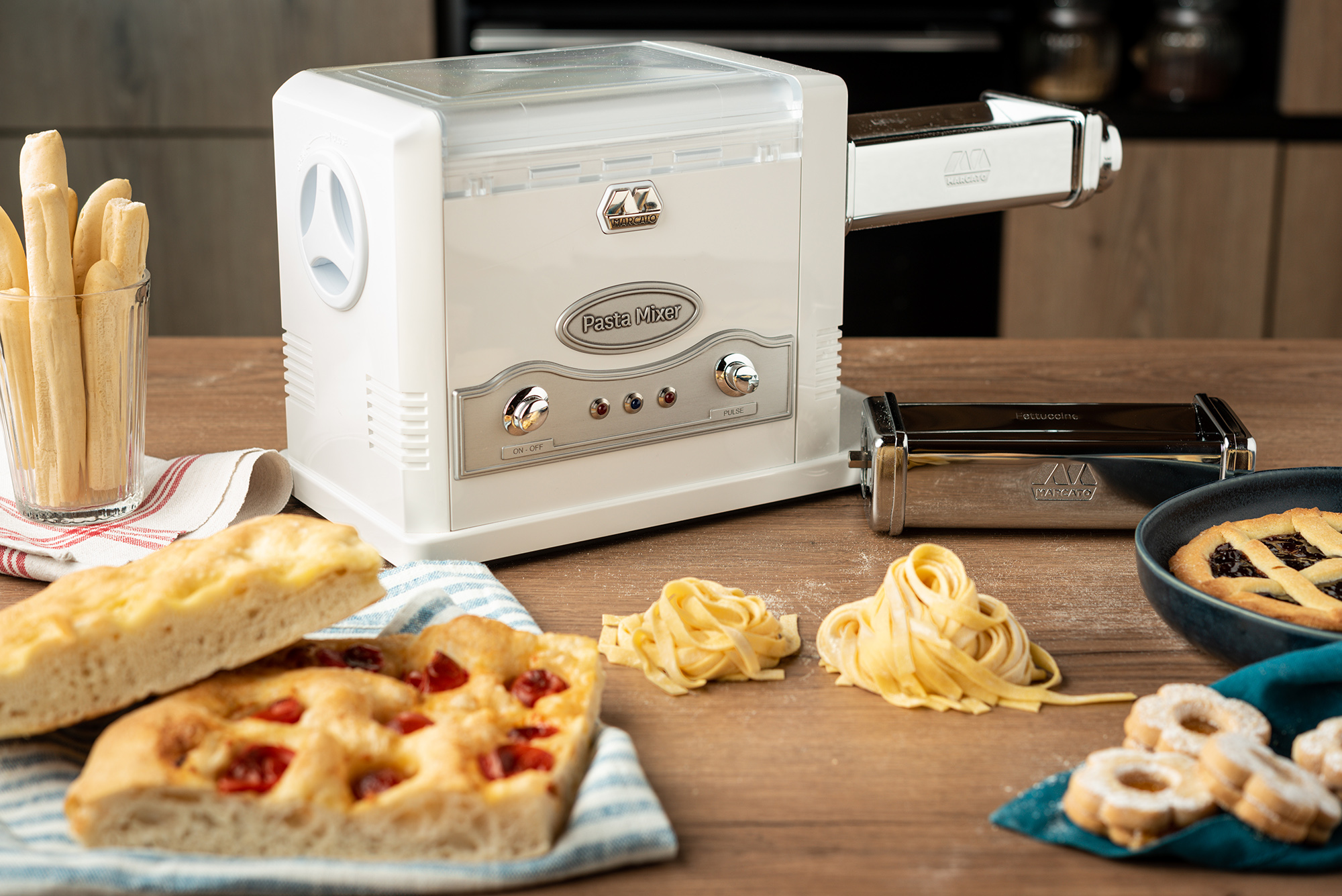 Mixer for pasta, bread and pizza with accessories Marcato Pasta Fresca -  Made in Italy